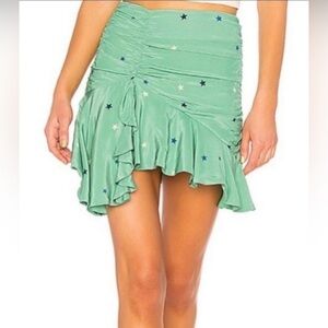 MAJORELLE  Asymmetrical Ruffle Hem Star Print Mini Skirt Sz XS